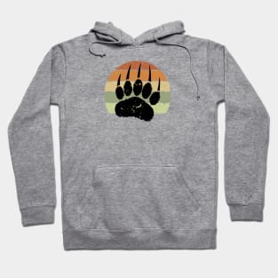 Black Bear Paw Print On Distressed Sunset Hoodie